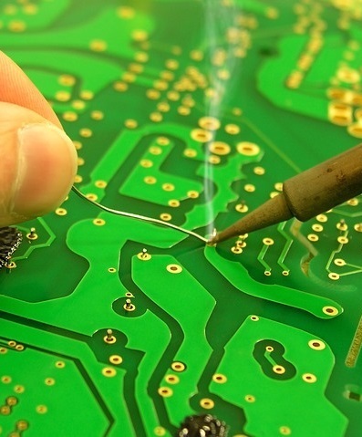 Smoke being generated during a soldering project.